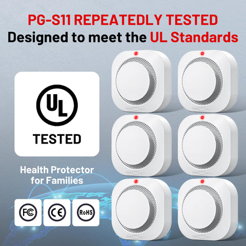 Hilmon smoke alarm low-battery warning indicator flashes with audible alert.