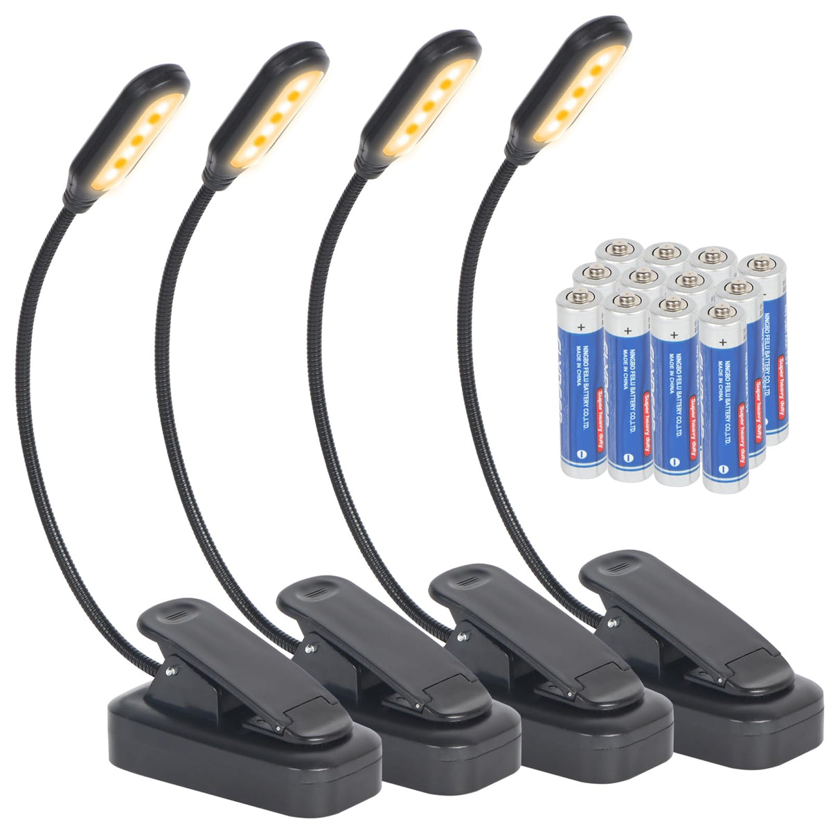Hilngav 4-pack reading light clip-on for portable bedtime reading.