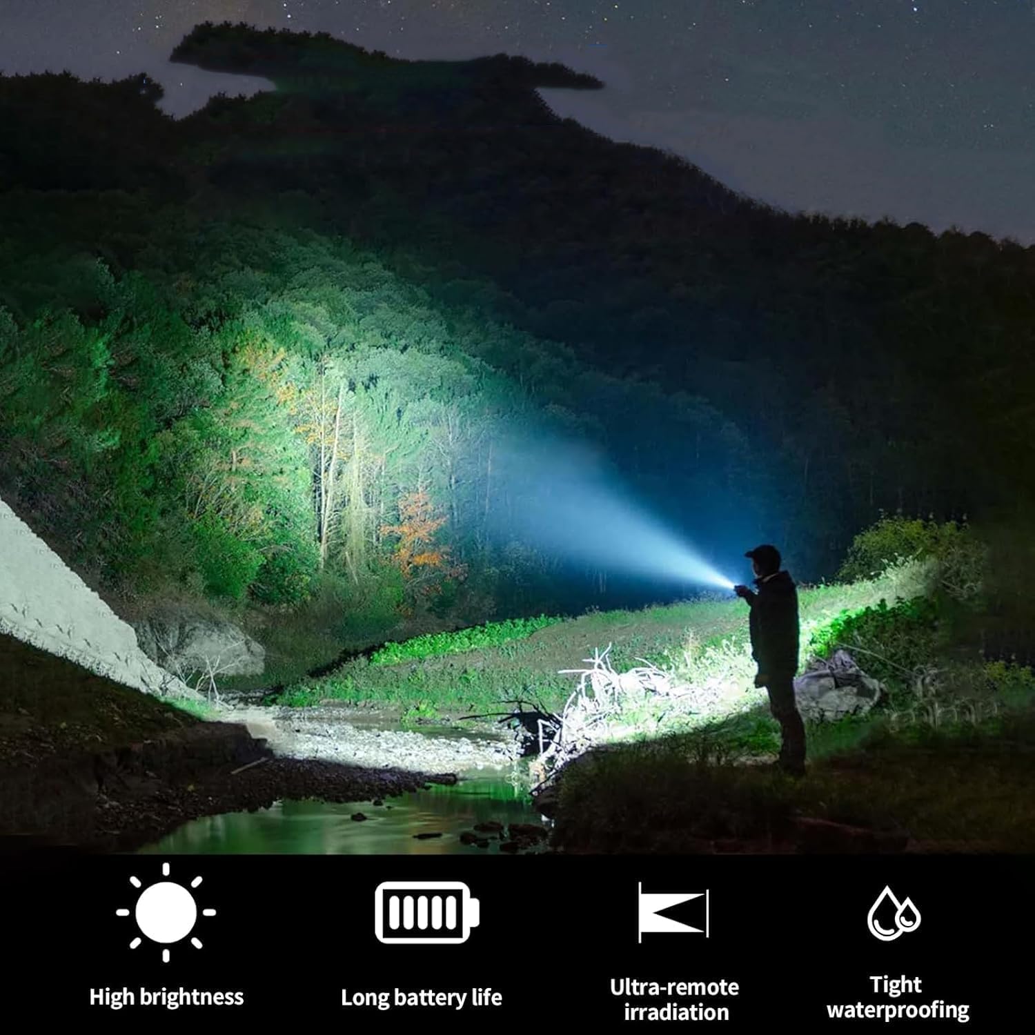 Hilngav emergency-use flashlight in outage scenarios, durable and ready.