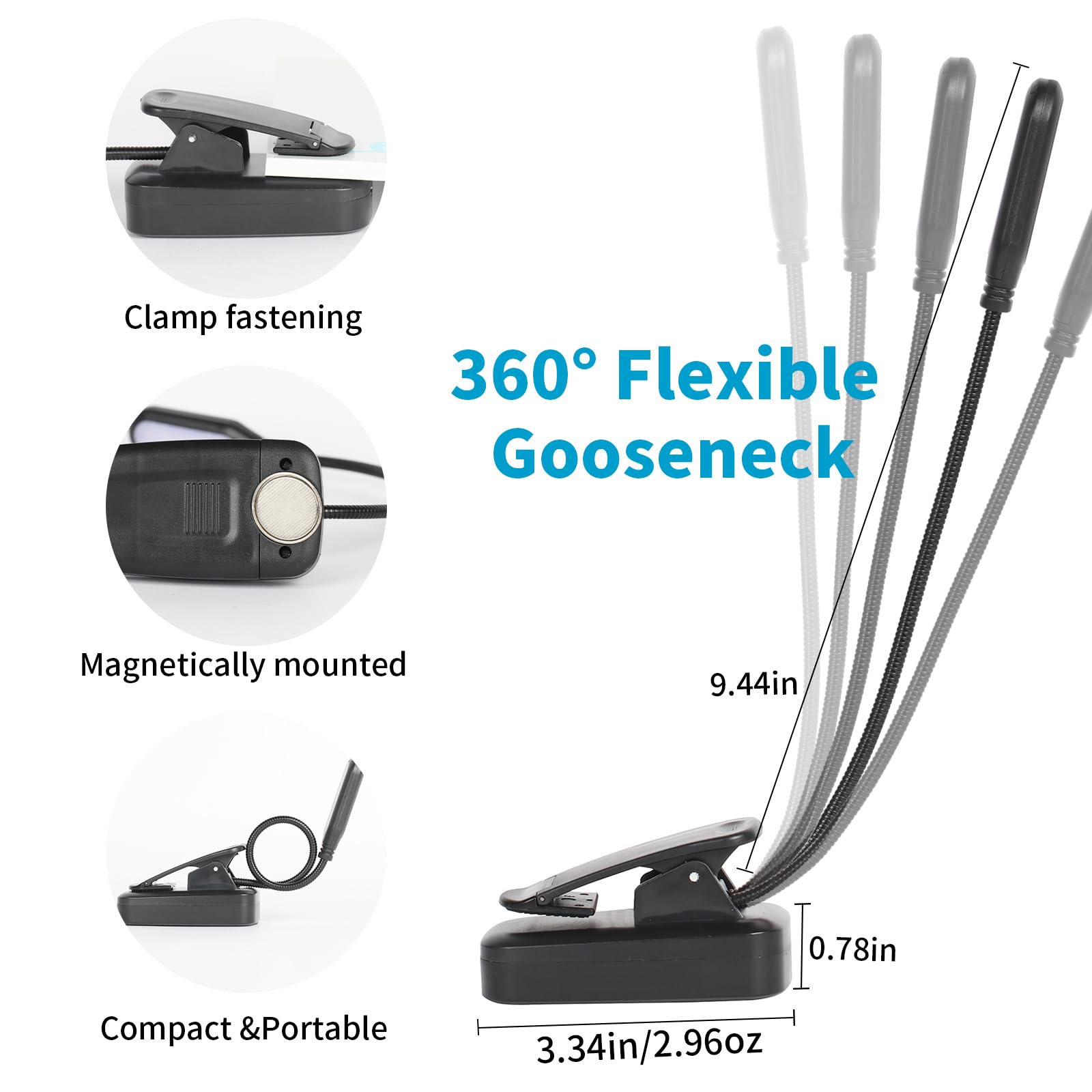 Hilngav flexible gooseneck clip light lets you aim precisely.