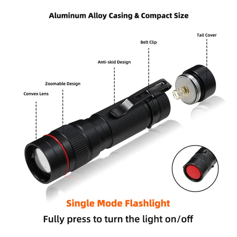 Hilngav pocket clip mini-torch closeup highlights durable aluminum body.