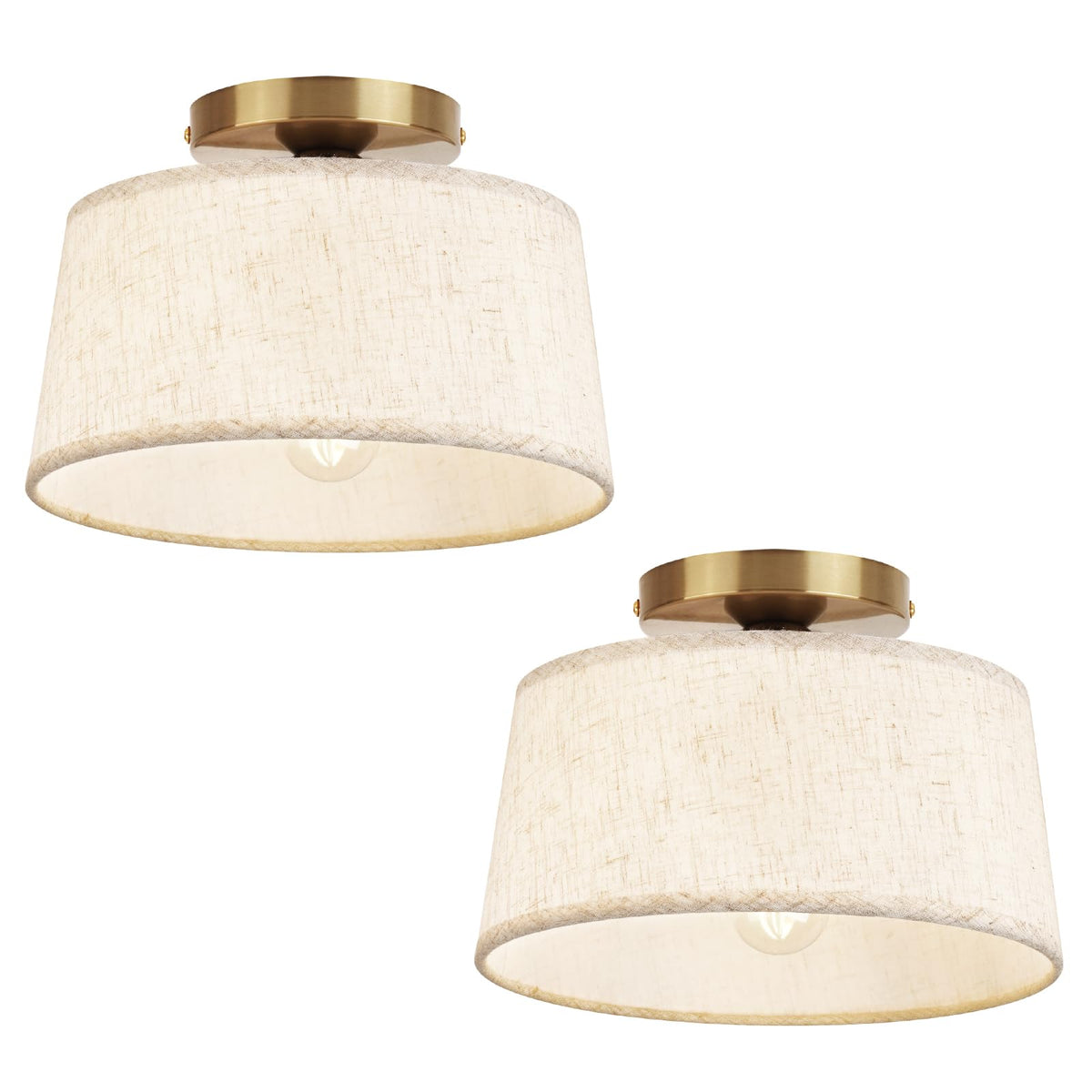 HILUXIA 2P ceiling light with linen shade brightens small rooms with warm lighting.