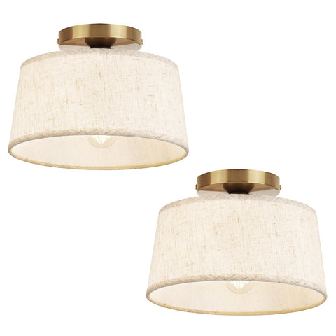HILUXIA 2P ceiling light with linen shade brightens small rooms with warm lighting.