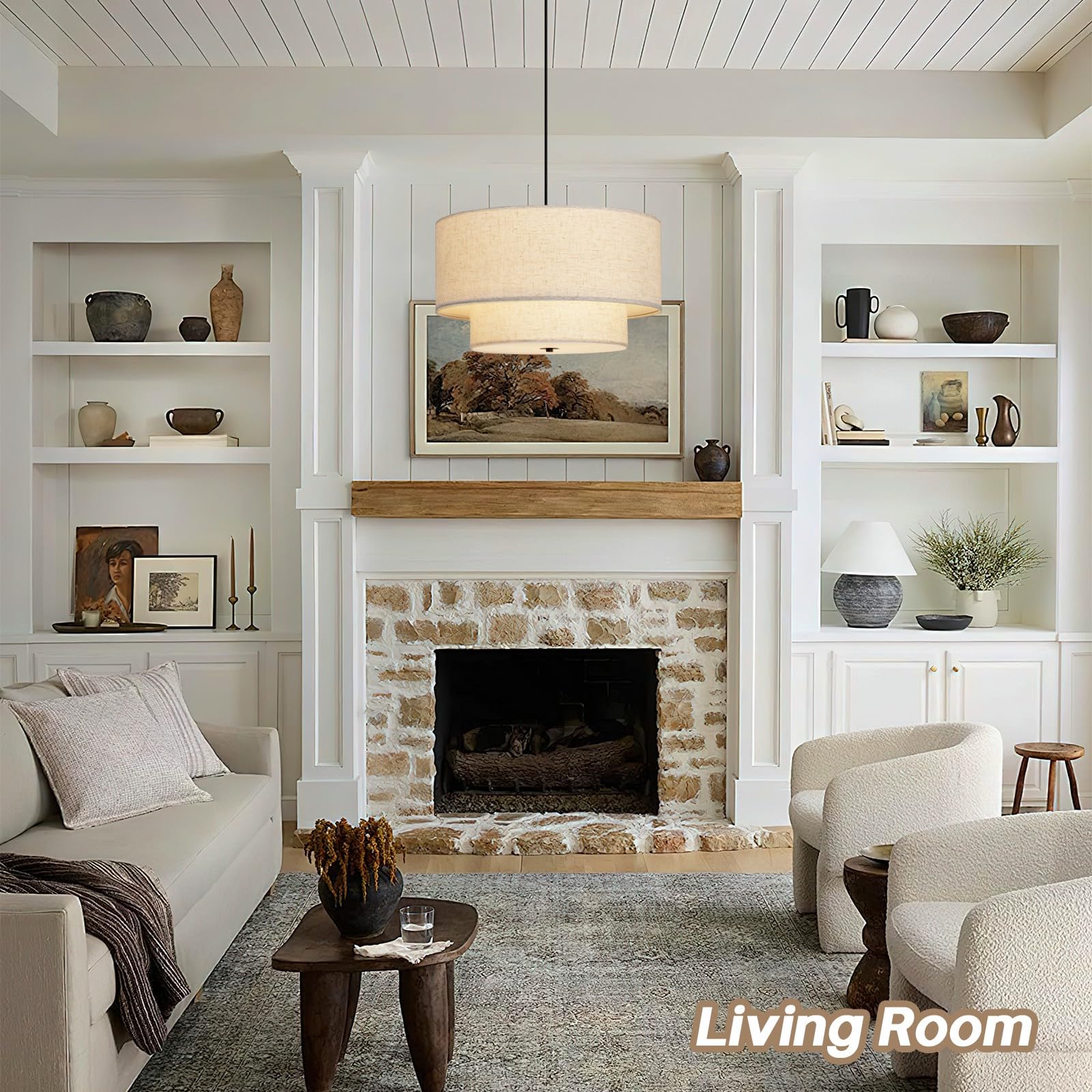 Hiluxia living room chandelier with adjustable height suits high ceilings.