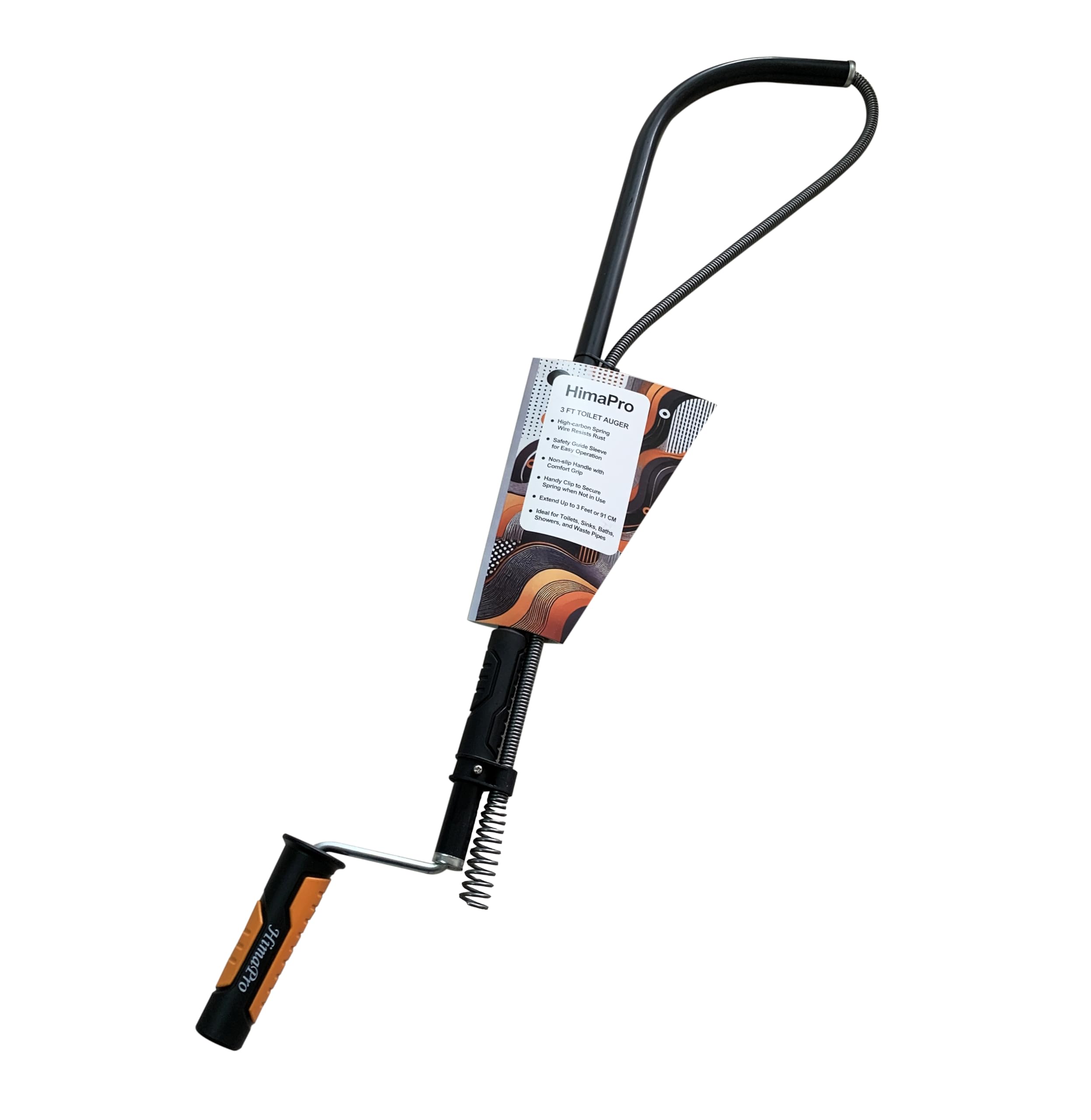 HimaPro toilet auger with extended reach clears deep clogs safely