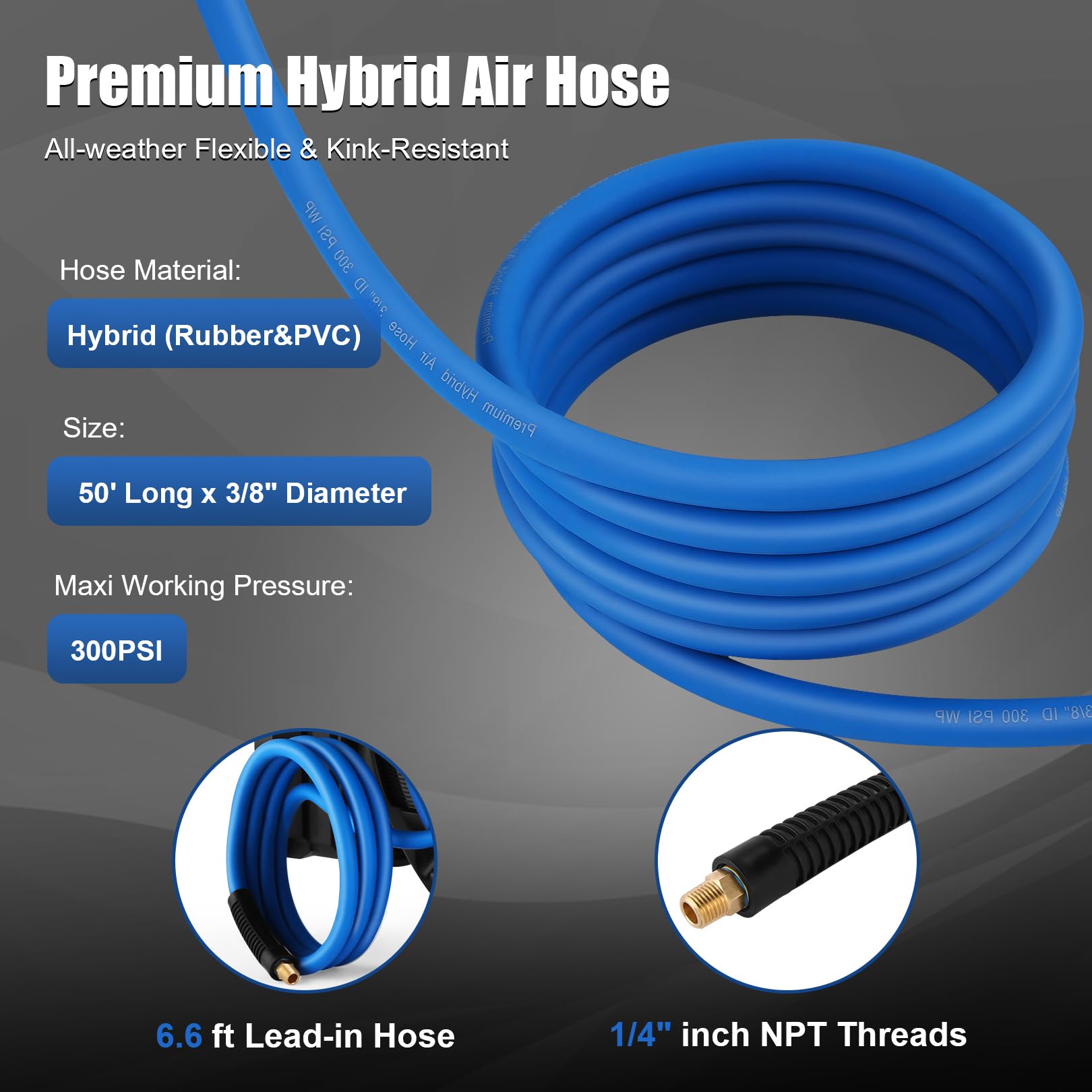 Himimi 3/8-inch hose with brass fittings for durability