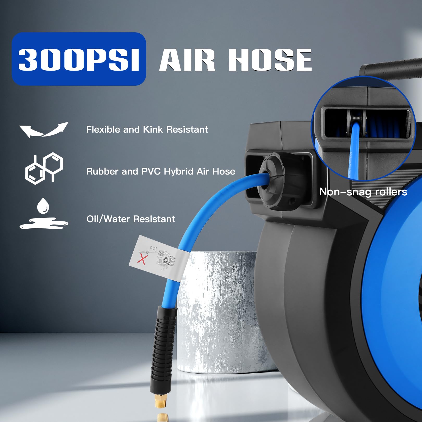 Himimi premium hybrid air hose resists UV and temperature extremes (-40°F to 140°F).