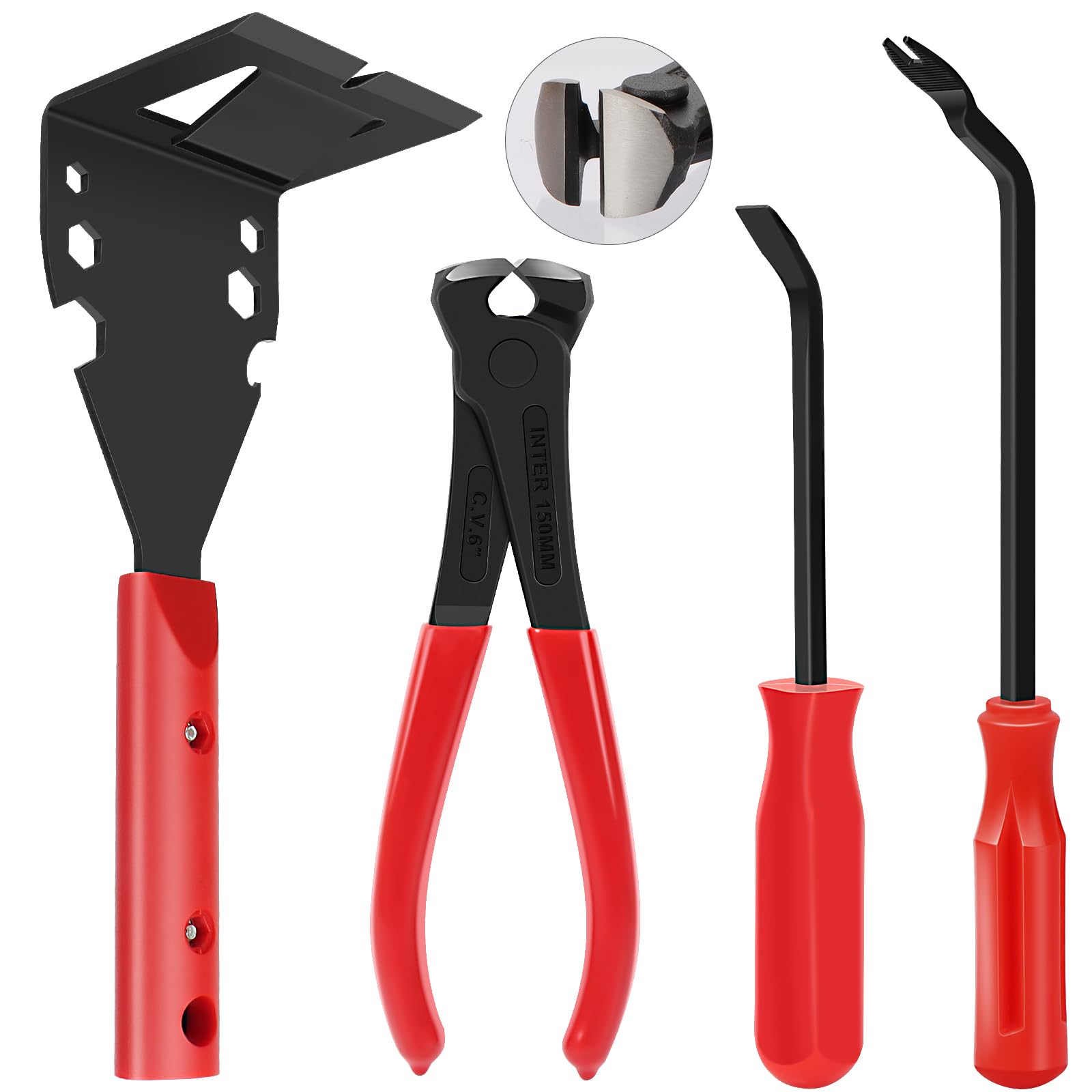 HIMOMO 4Pcs Nail Puller Set with end cutting pliers for trim removal