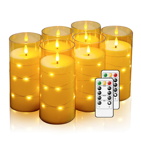 Hinabichan amber flickering flameless candles create a cozy, fire-free ambiance.