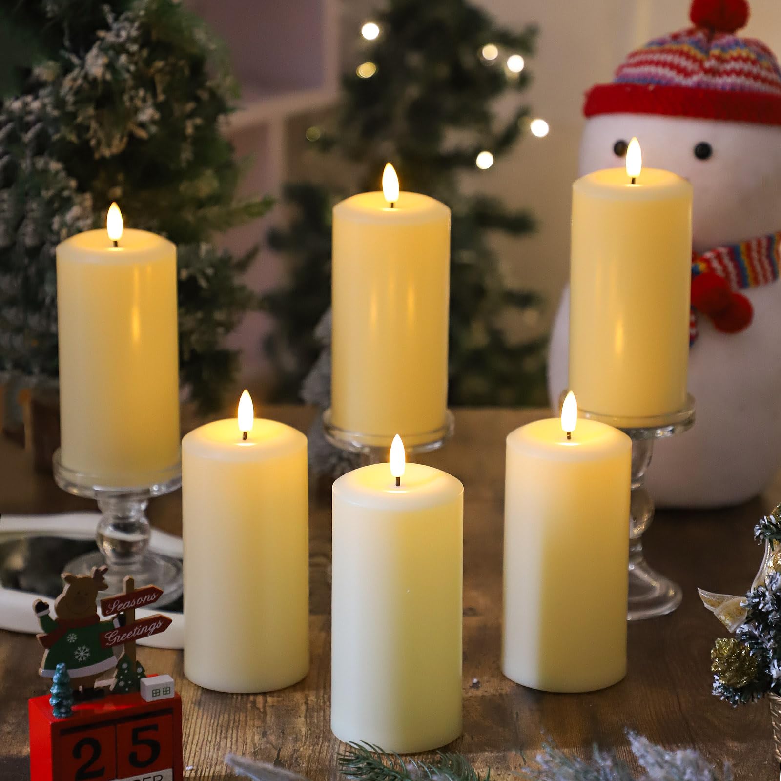 Hinabichan ivory flameless candle with flickering LED flame for warm decor.