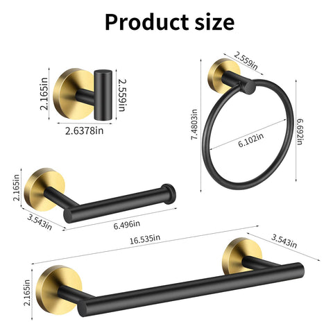 Hinmood 16-inch towel bar in black gold for ample drying space