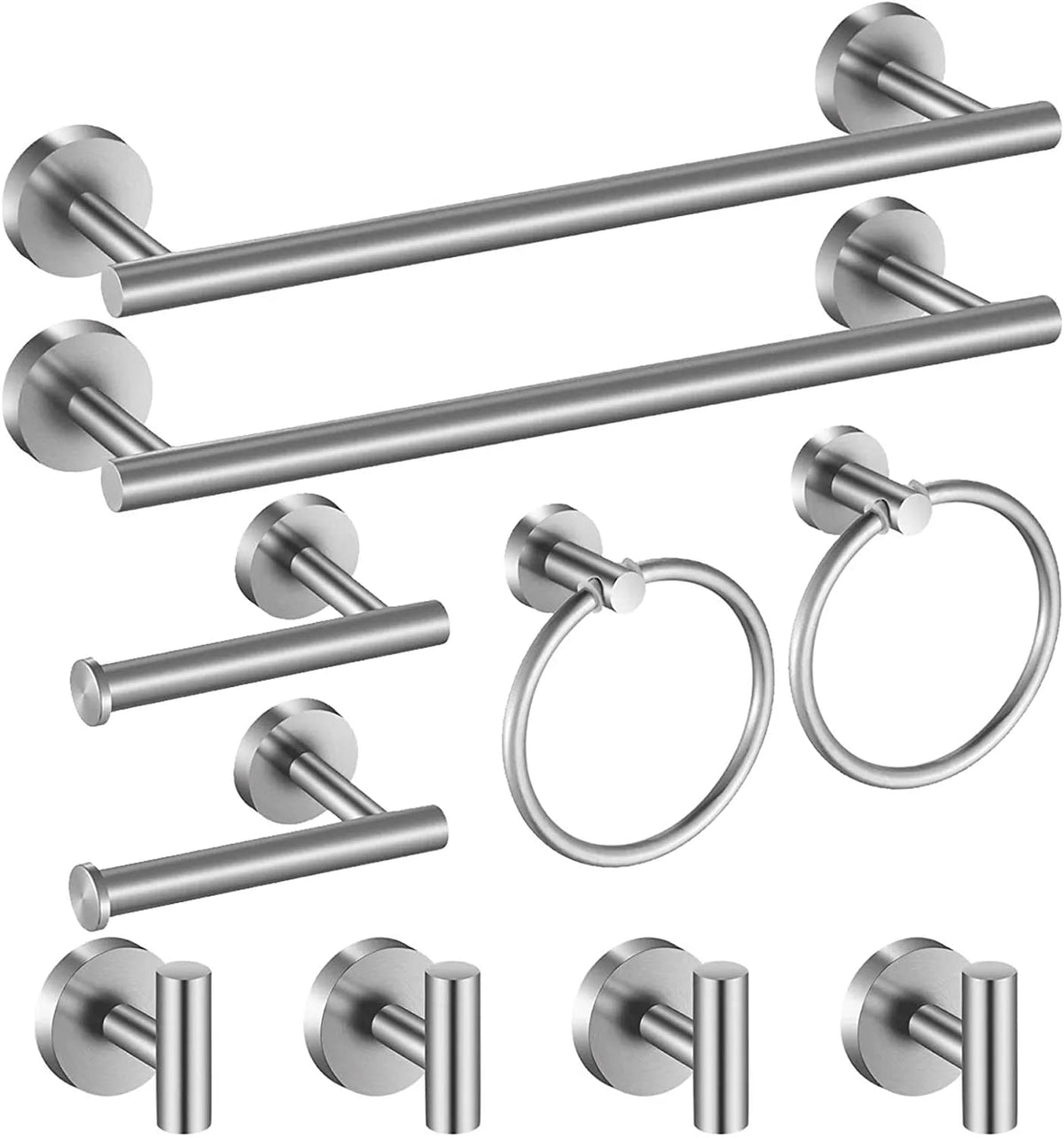Hinmood brushed nickel 24-inch towel bar for organized towels in a modern bath