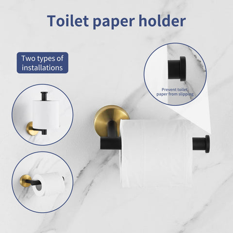 Hinmood toilet paper holder in black gold for easy reach
