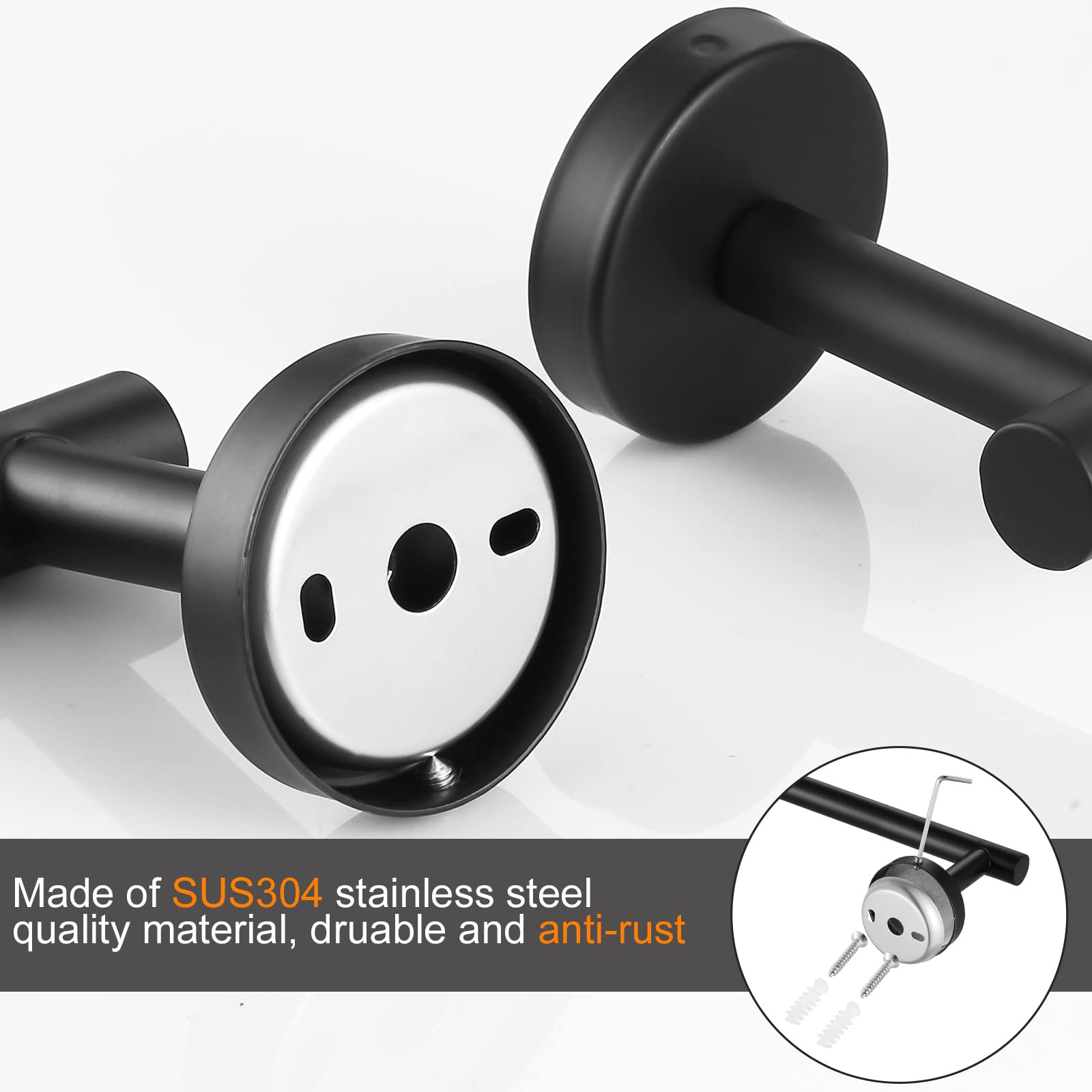 Hinmood matte black toilet paper holder keeps essentials within reach