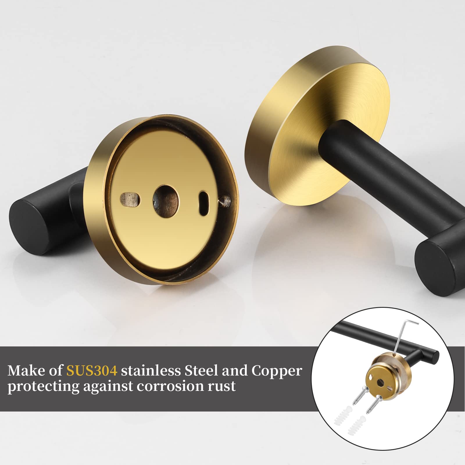 Hinmood towel ring in black gold beside the sink
