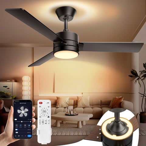Hinomy ceiling fan with backlight 3000K creating cozy atmosphere