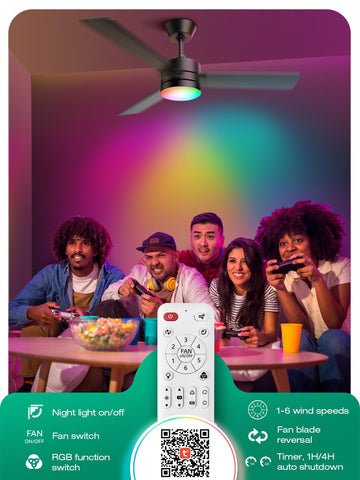 Hinomy remote-controlled ceiling fan with app access