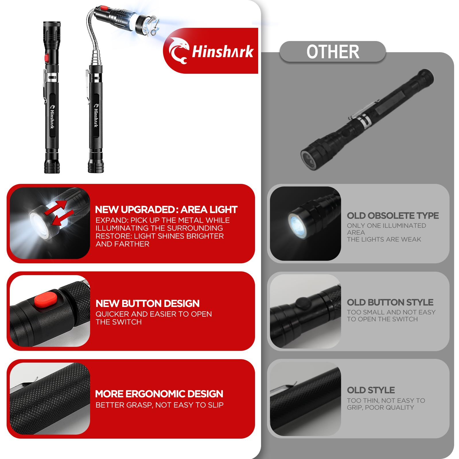 Hinshark 360-degree area light highlights your workspace for precise alignment.