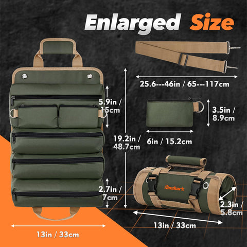 Hinshark roll-up tool bag in vehicle or workshop for on-site repairs