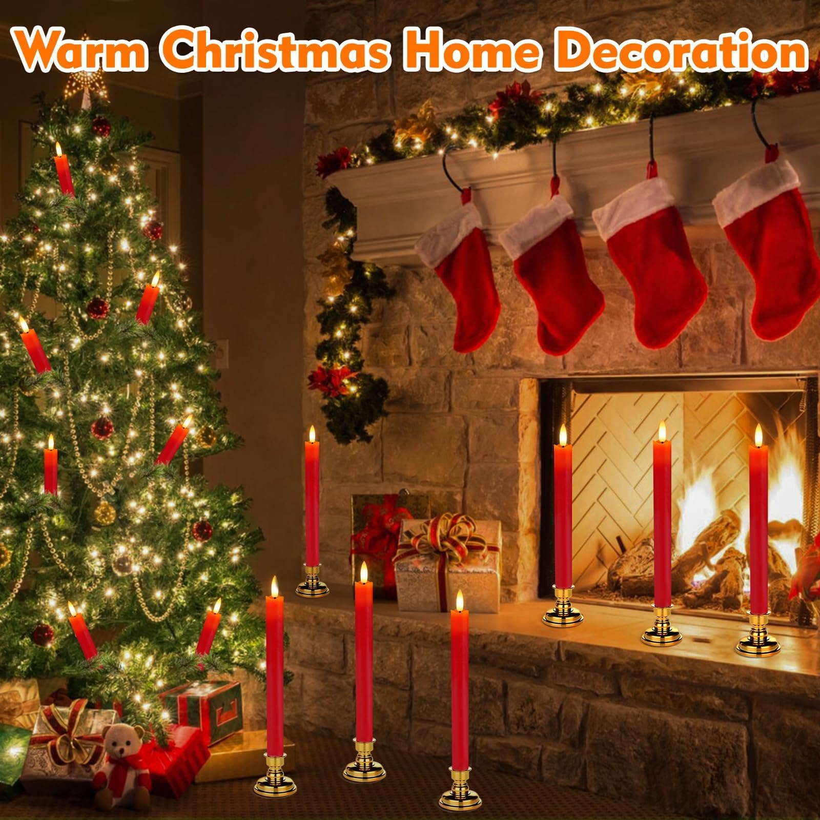 HINZER 9.6-inch wax-coated taper candle showing warm glow and details