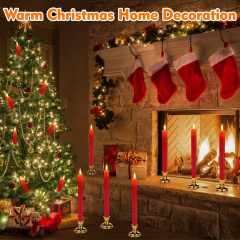 HINZER 9.6-inch wax-coated taper candle showing warm glow and details