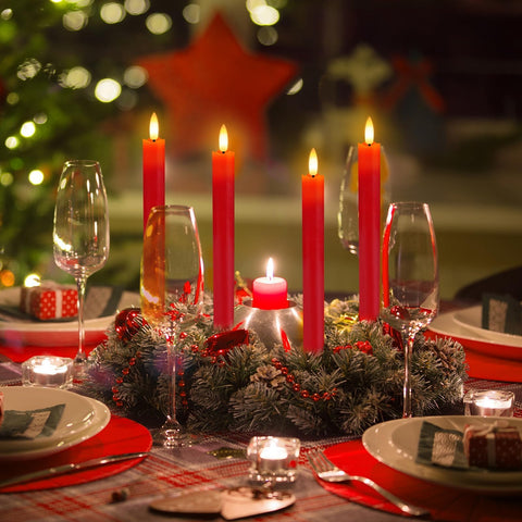 HINZER elegant mantel and dining table candle setup in warm light