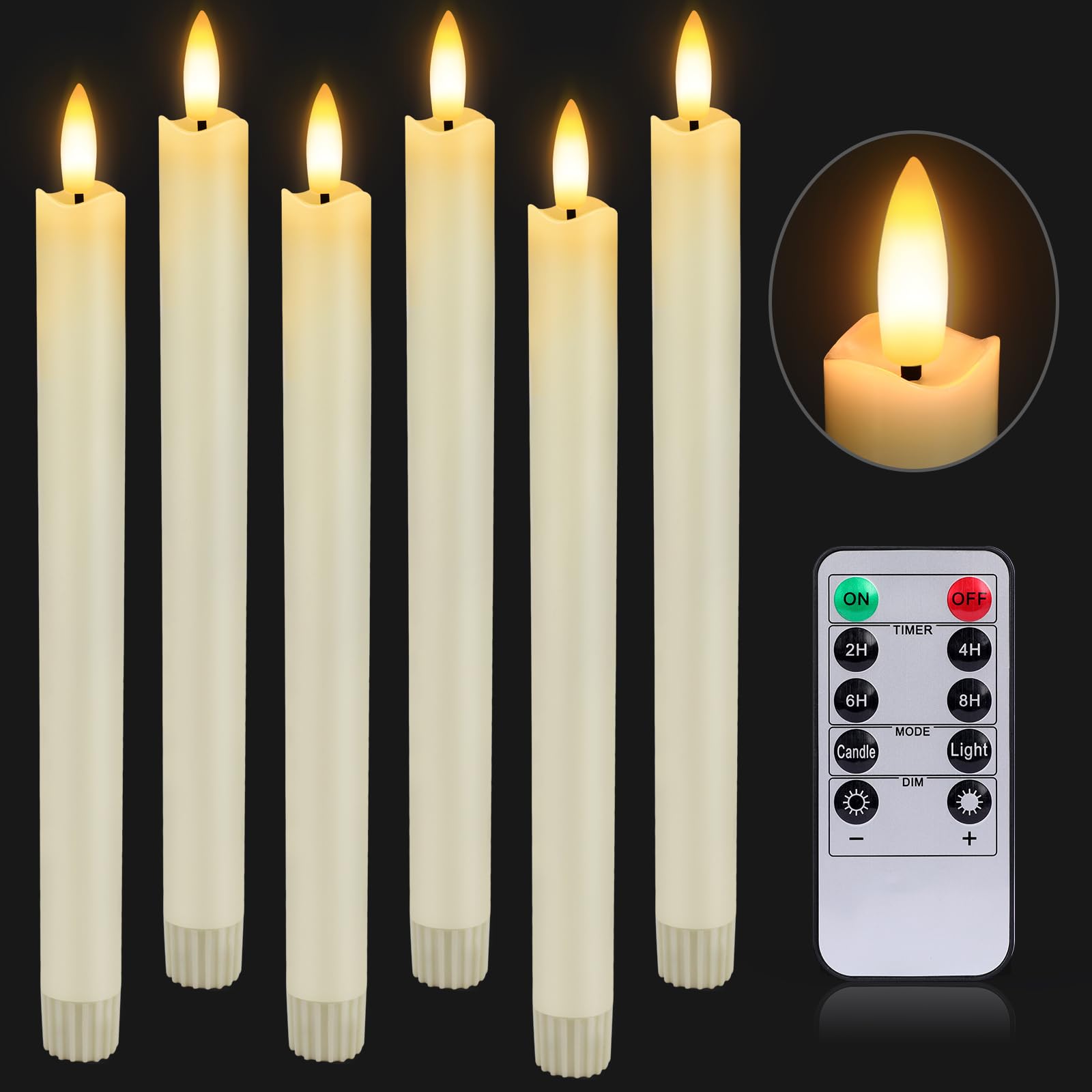 HINZER flameless taper candle 9.6 inches with remote for cozy ambience