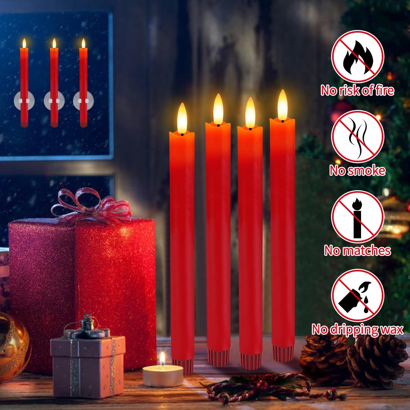 HINZER versatile indoor-outdoor flameless candles on porch and indoors