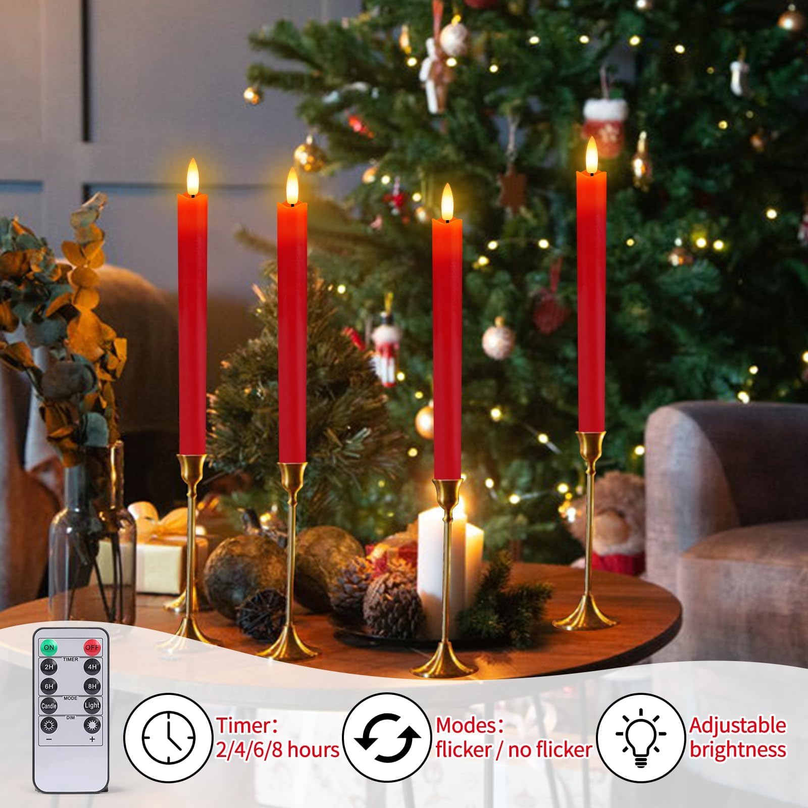 HINZER window decoration with flameless candles for holiday ambiance