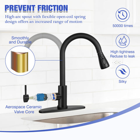 Hiokay RV kitchen faucet in stainless finish with pull-out spray for compact spaces