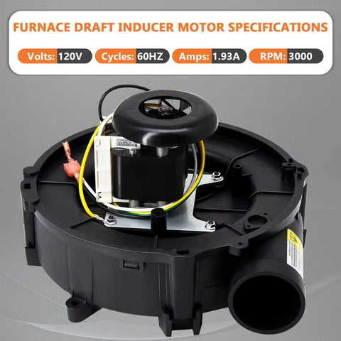 Hiorucet 0171M00001S draft inducer motor side view for compact cabinet fit.