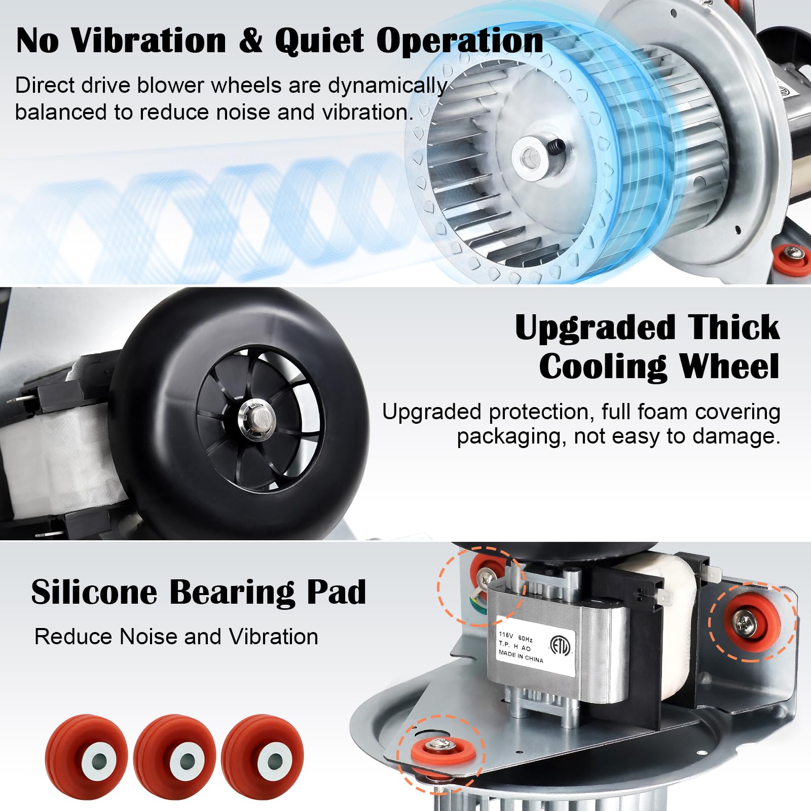 Hiorucet 115V inducer motor label suitable for standard furnace circuits.