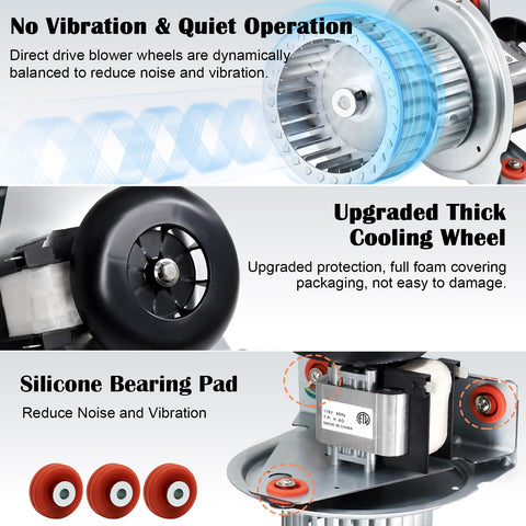 Hiorucet 115V inducer motor label suitable for standard furnace circuits.