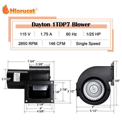 Hiorucet 4C446 compatible blower motor, direct-drive design for efficiency.