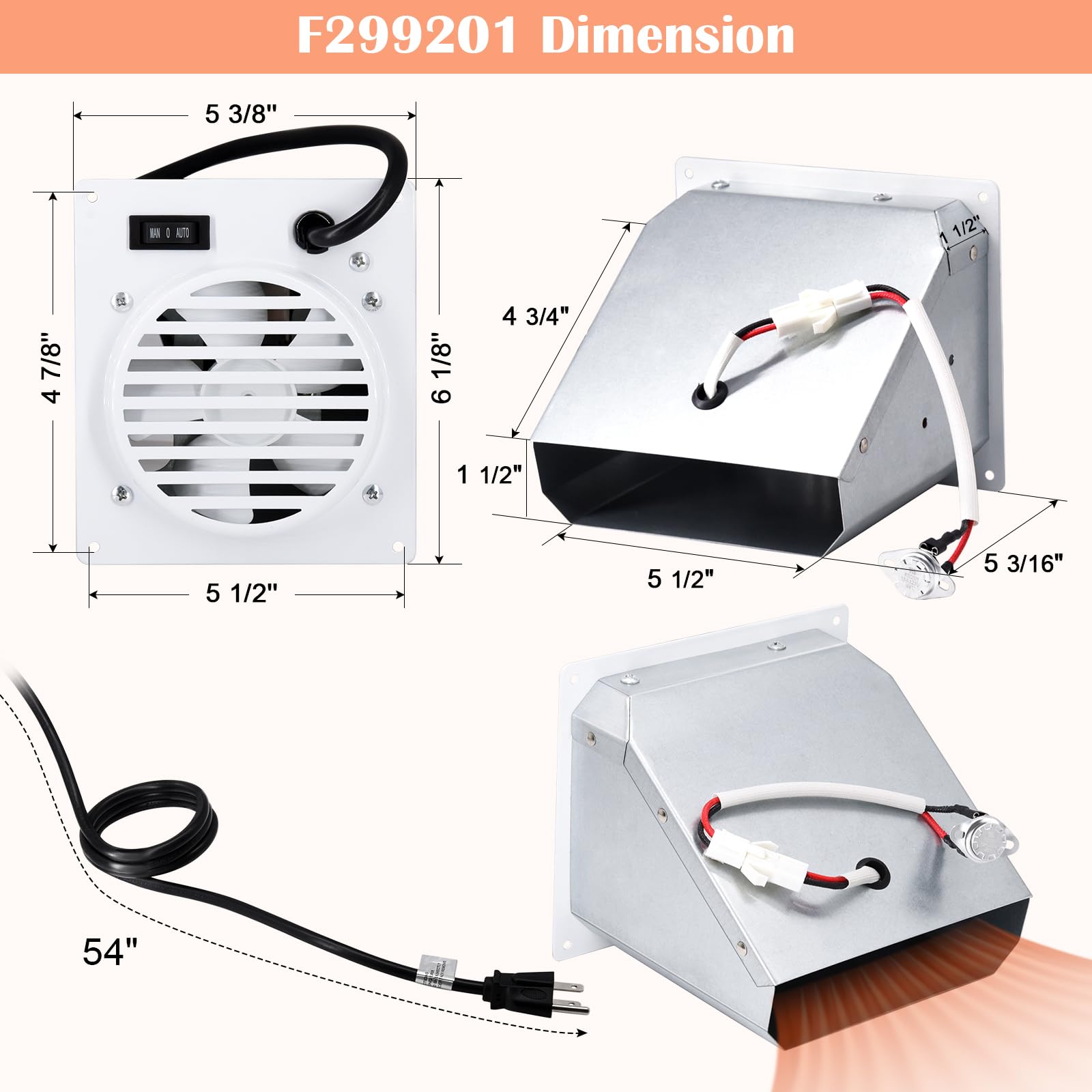 Hiorucet F299201 blower kit three-position switch enables manual or auto control
