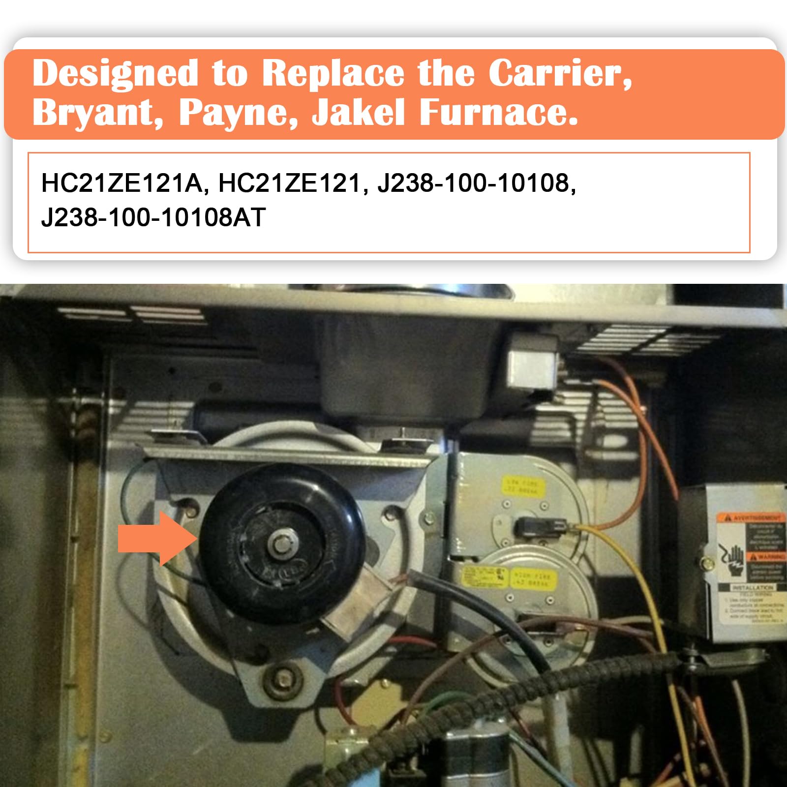 Hiorucet J238-100-10108AT inducer motor for Jakel carriers and Bryant furnaces