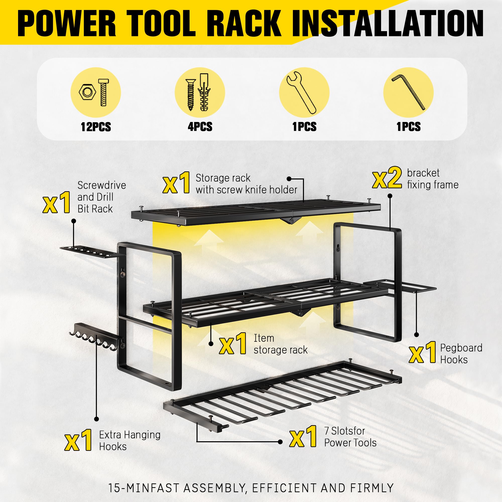 Hipidian drill holders provide seven secure spots for rapid access.
