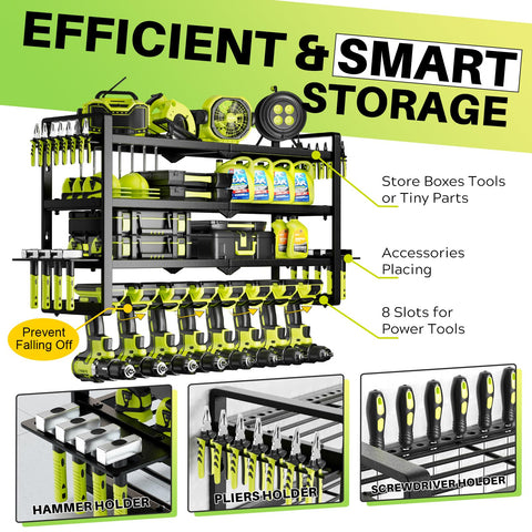 Hipidian metal garage tool storage rack for secure within-reach tools.