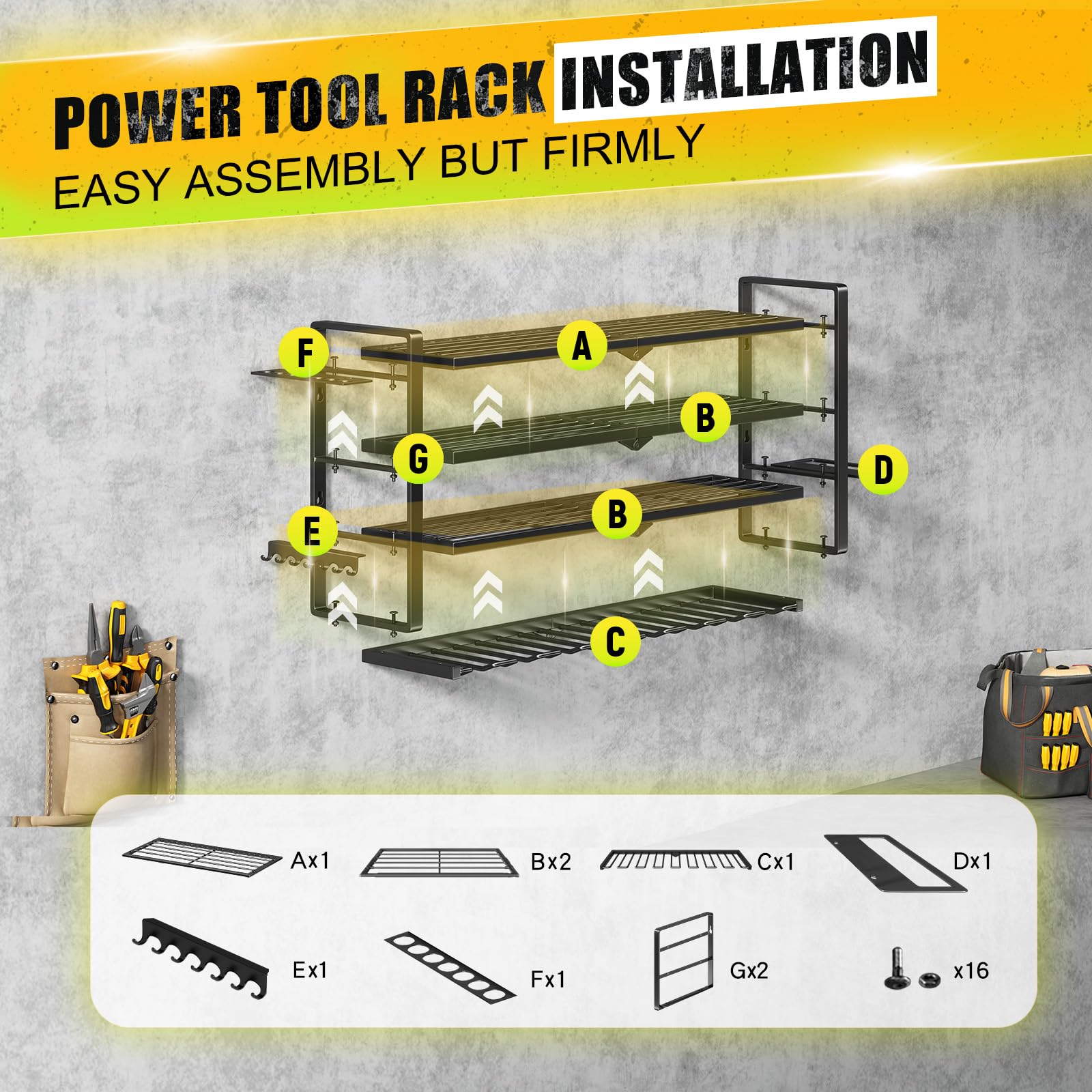 Hipidian four-tier rack keeps drills and tools neatly stored.