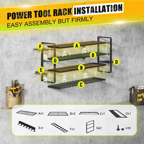 Hipidian four-tier rack keeps drills and tools neatly stored.