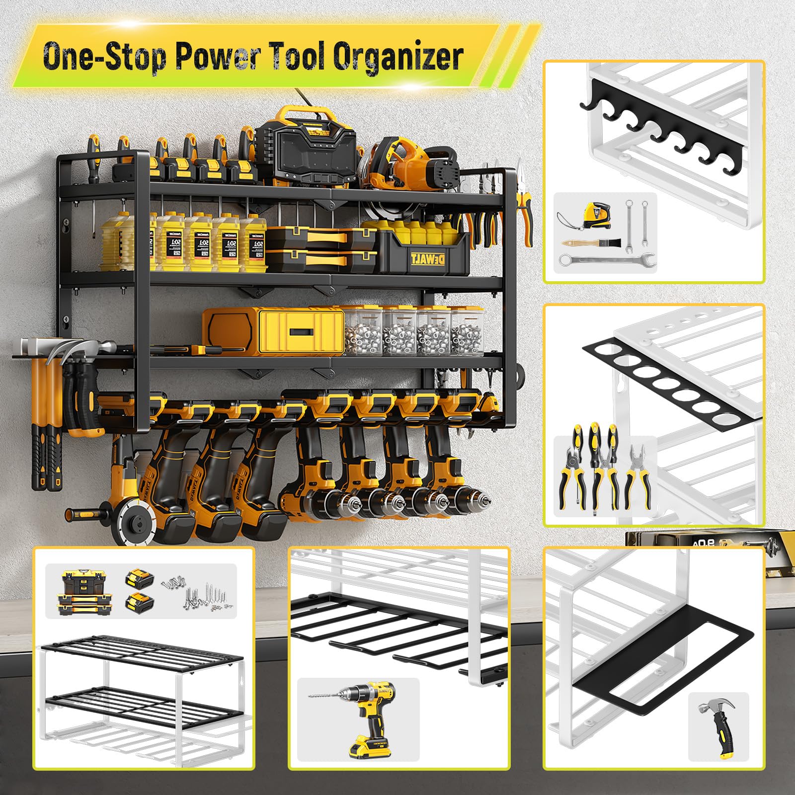 Hipidian organizer features eight drill holders for quick access.