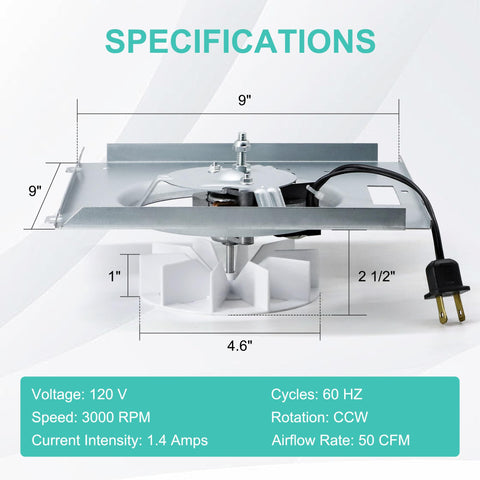 Hipoilk S0503B000 motor assembly for Nutone 763RLL improves ventilation.
