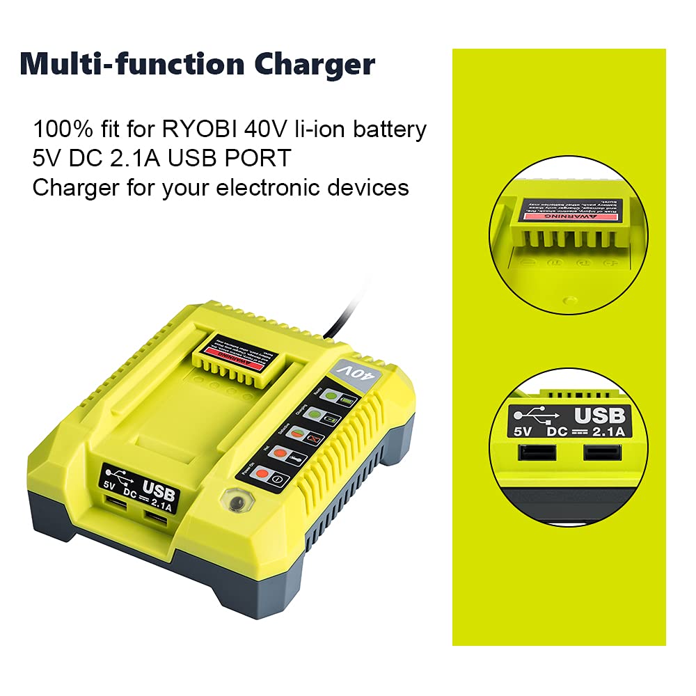 Hipoke Ryobi charger back view showing rapid charging capability and input