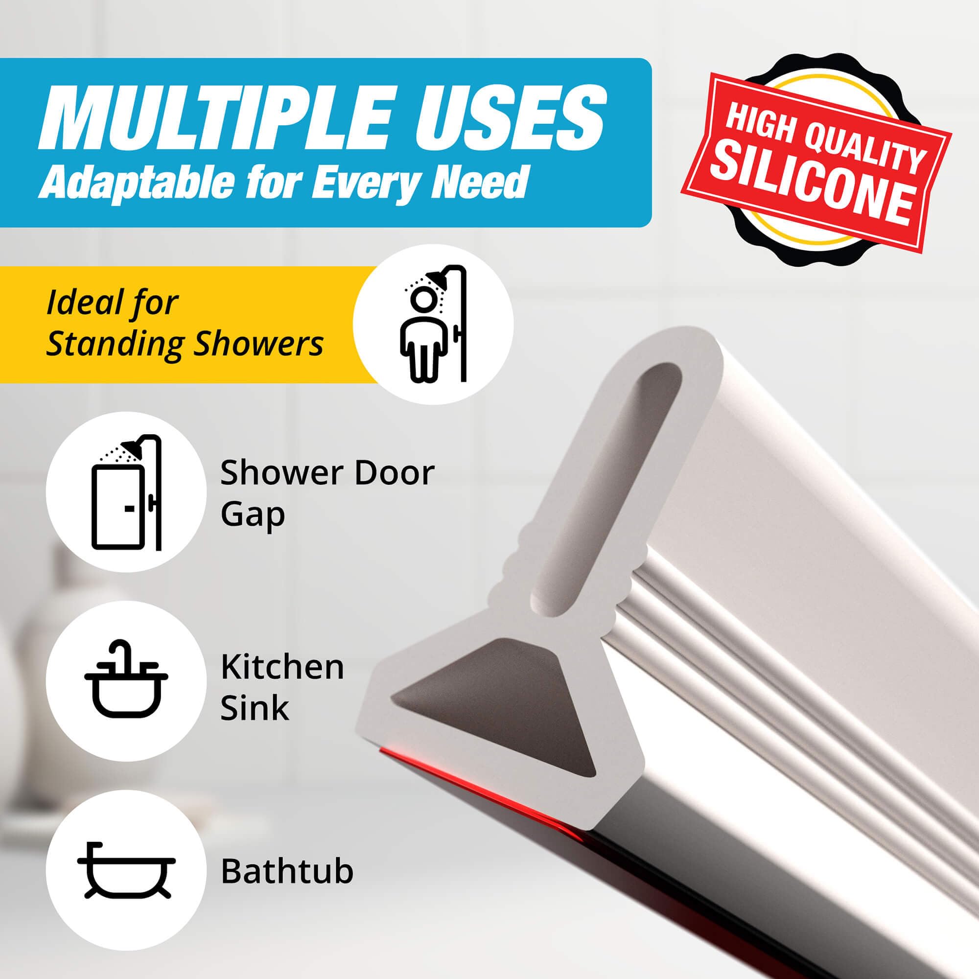 Available in 39, 67, and 98 inches for different showers