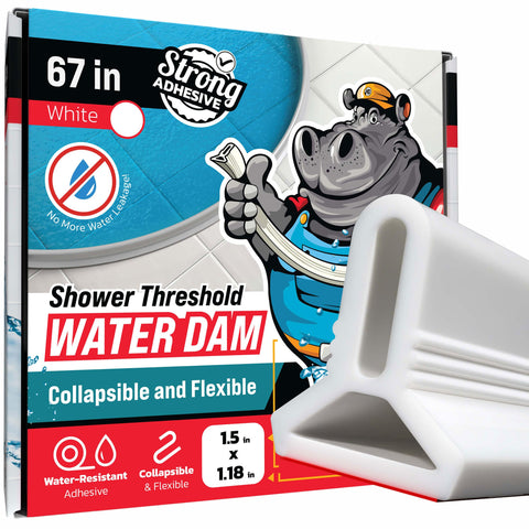 Hippo Dam 67-inch shower dam barrier protects floors from water spray