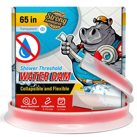Hippo Dam shower threshold 65-inch in use to prevent leaks in a walk-in shower