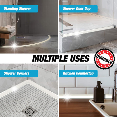 Hippo Dam soft rubber edge shows pliable shower barrier