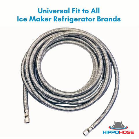 Hippohose brass end fittings provide a solid fridge connection.