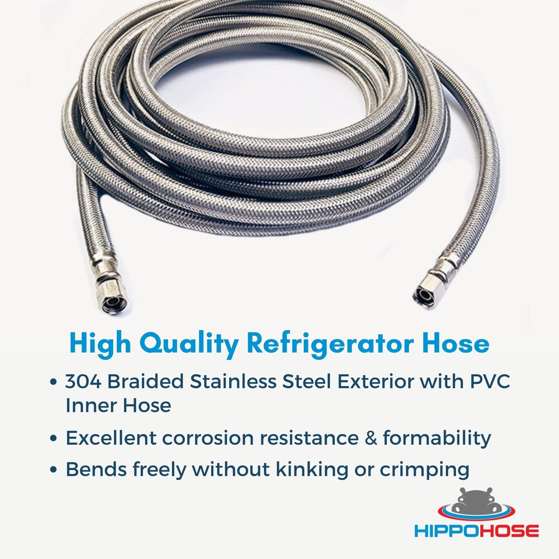 Hippohose ice and water supply line supports steady flow.