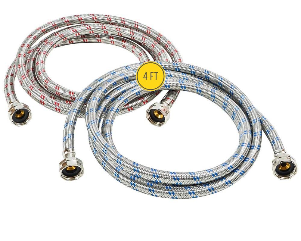 Hippohose 4ft braided stainless steel washing hose for secure, durable connections
